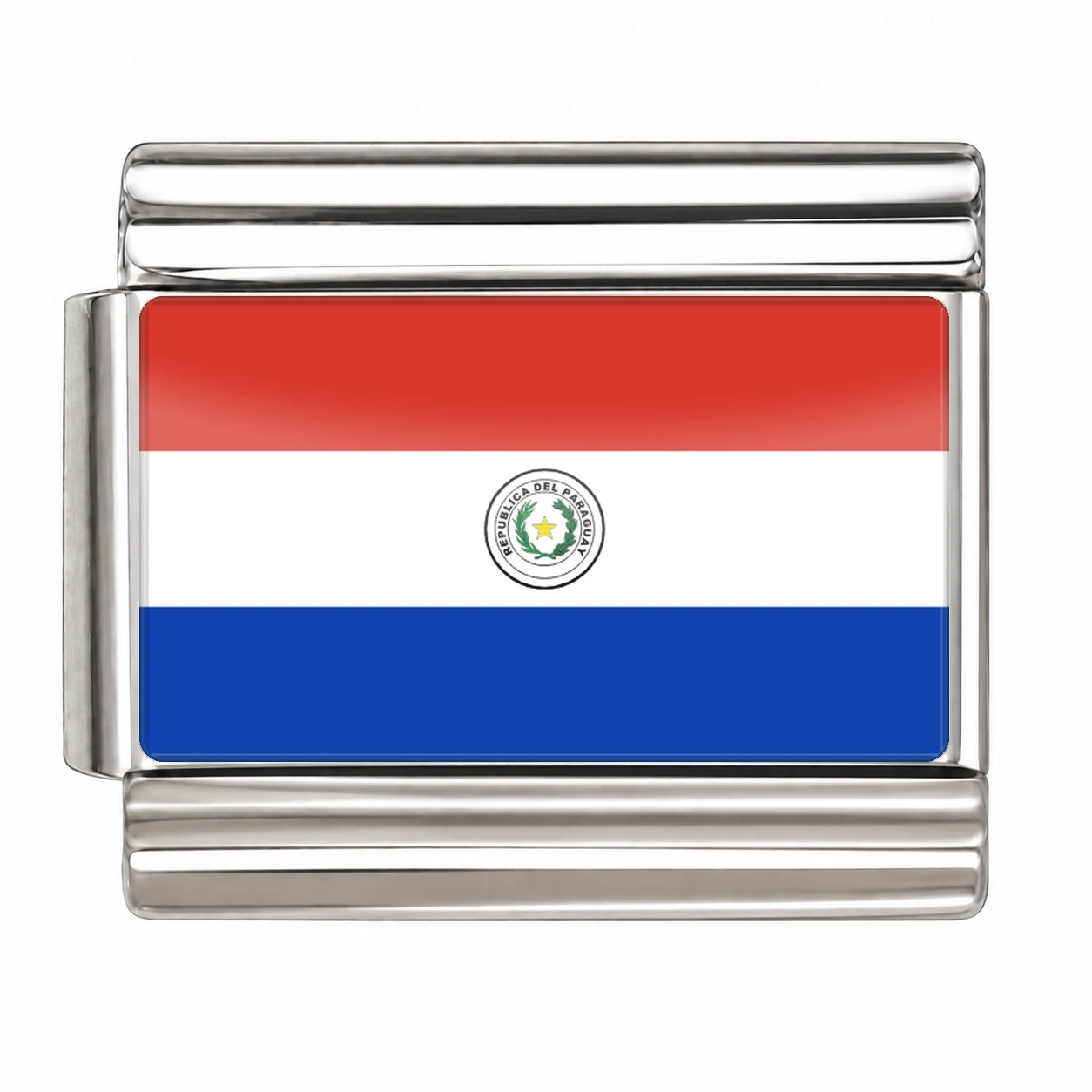 Paraguay Flag - Silver