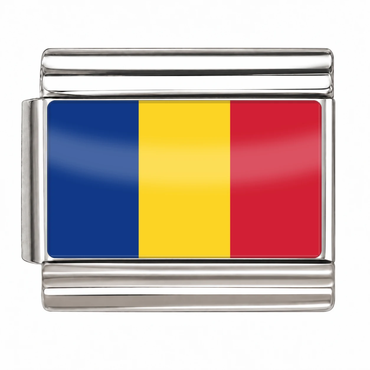 Romania Flag - Silver