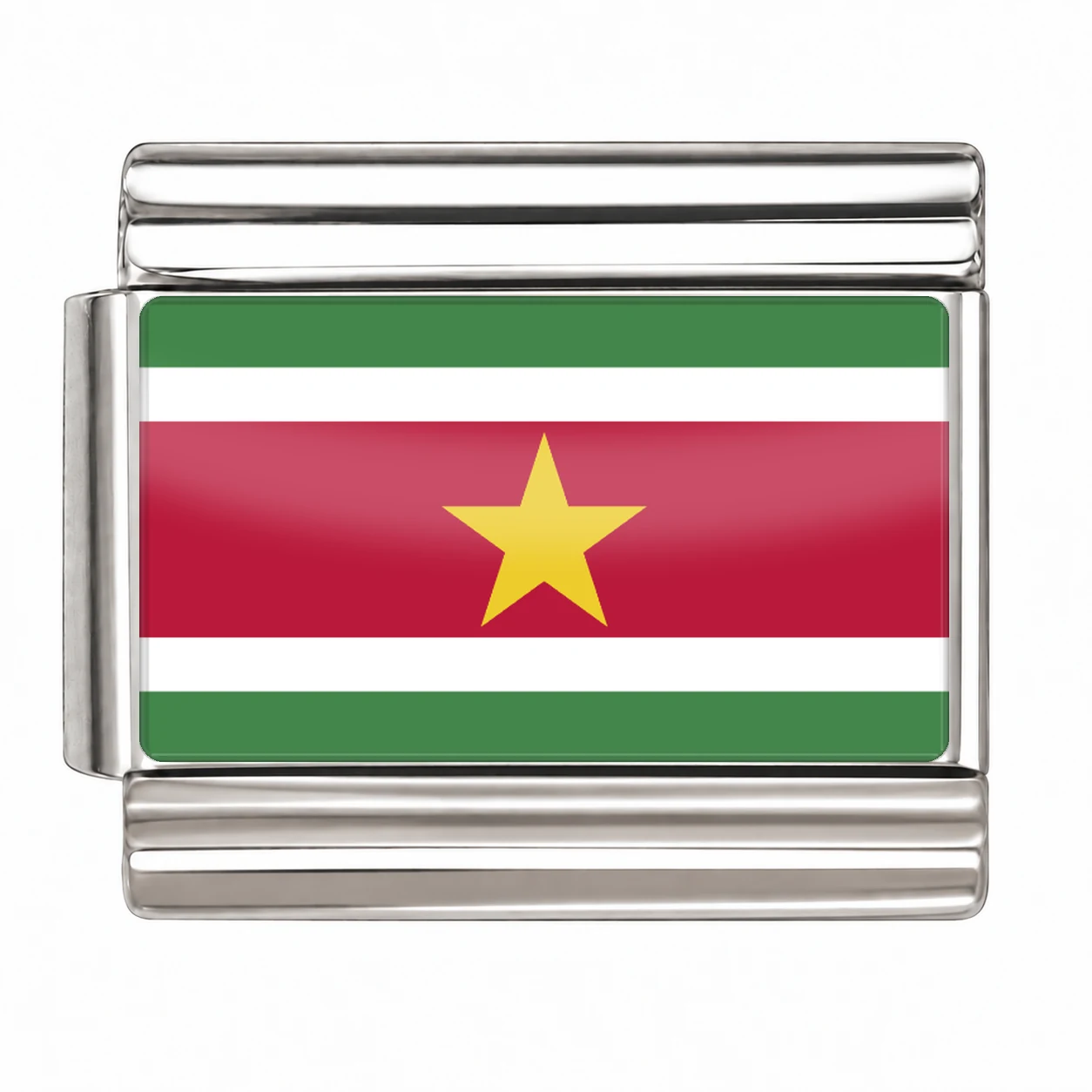 Suriname Flag - Silver