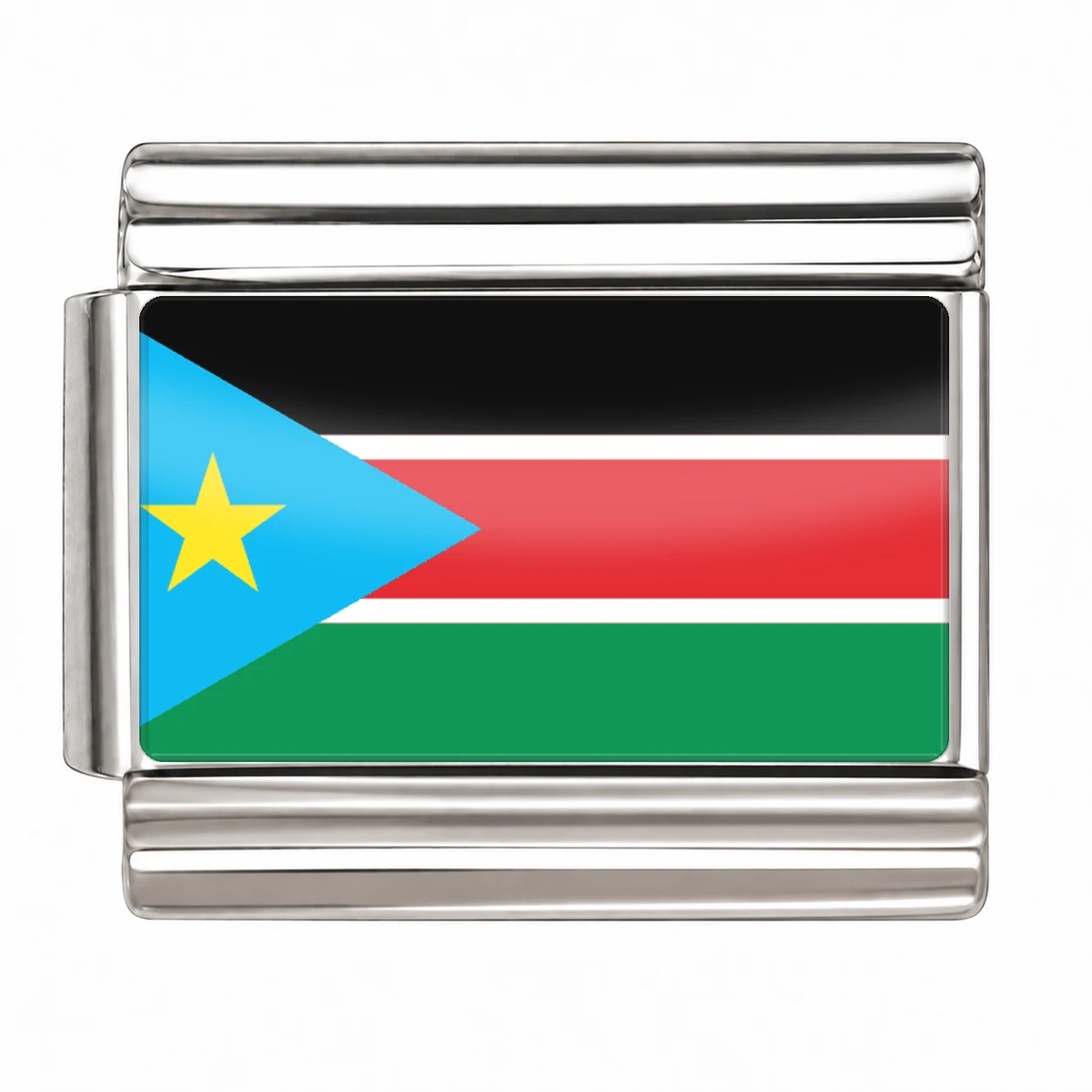 South Sudan Flag - Silver