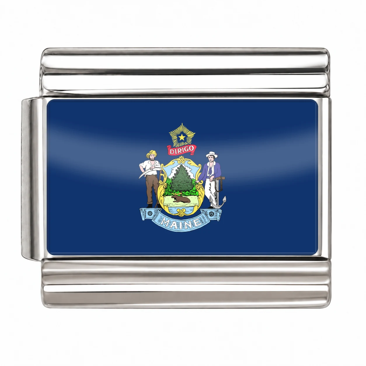 Maine State Flag for - Silver