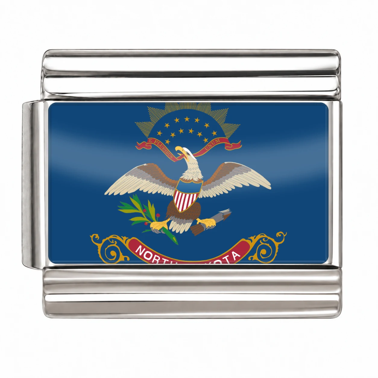 North Dakota State Flag for - Silver