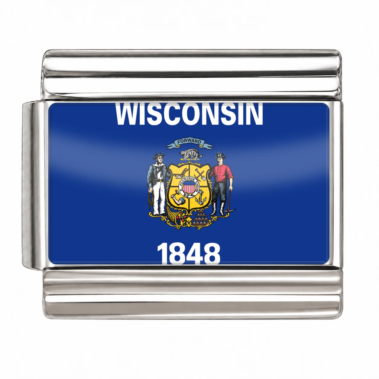 Wisconsin State Flag for - Silver