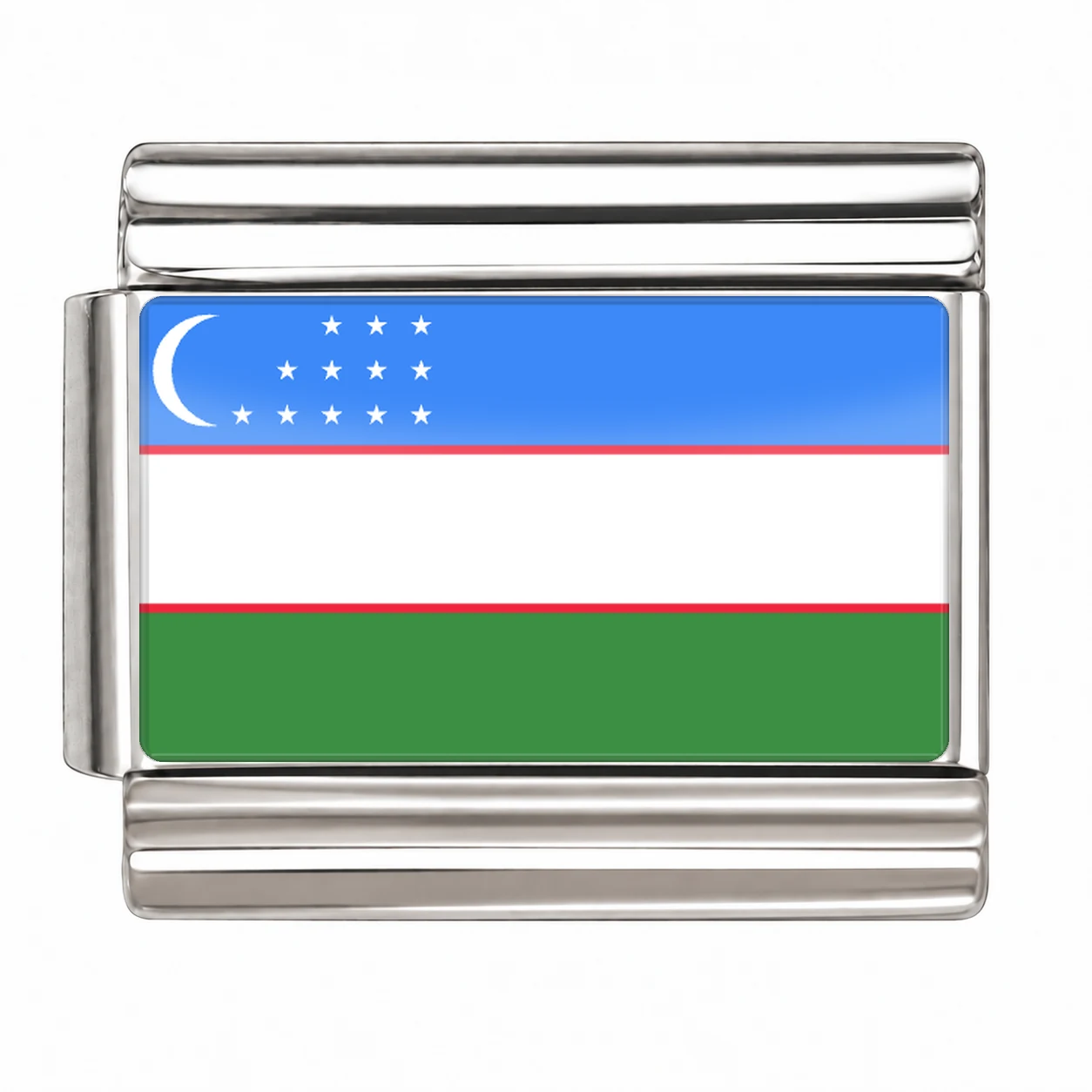 Uzbekistan Flag - Silver