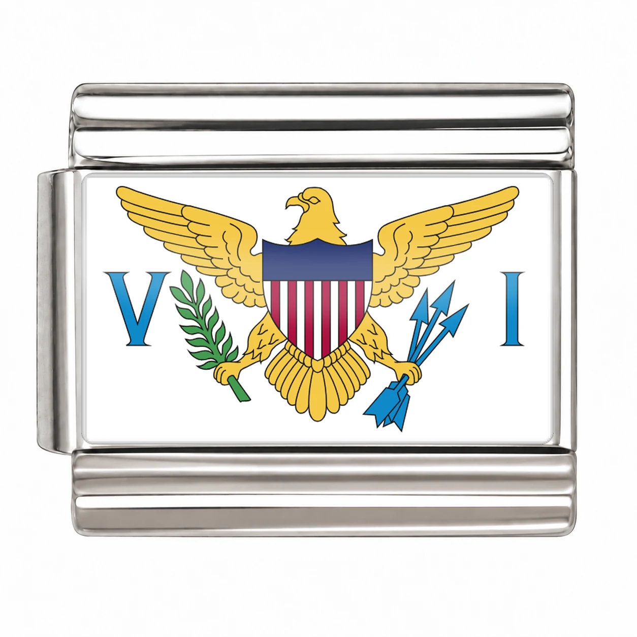 United States Virgin Islands Flag - Silver