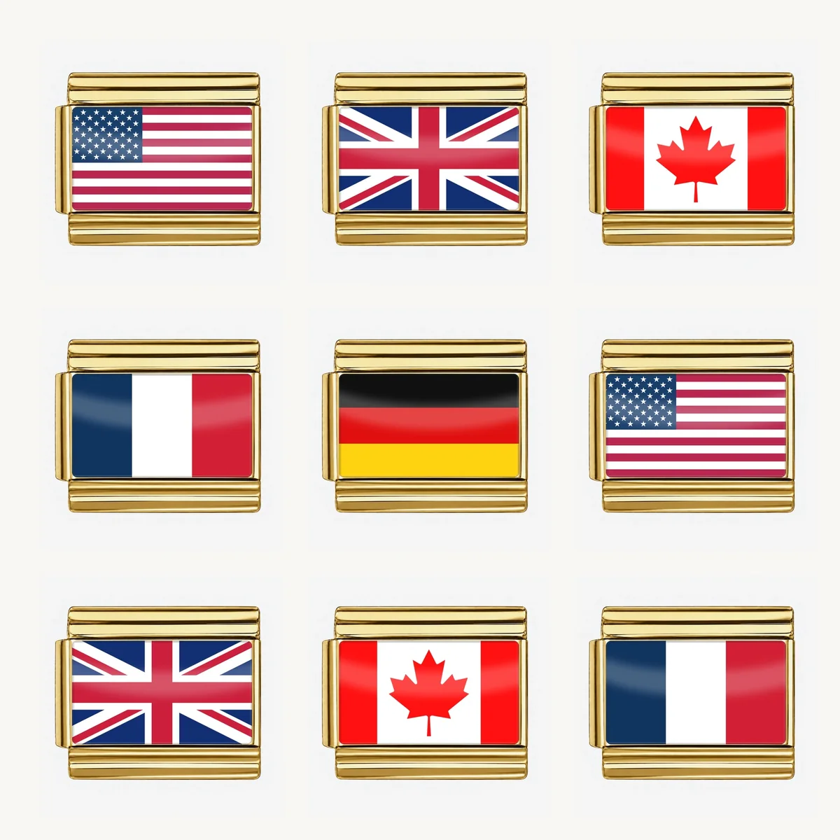Gold Flag Charms for Italian Charm Bracelet