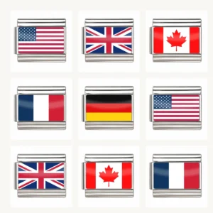 Silver Flag Charms for Italian Charm Bracelet