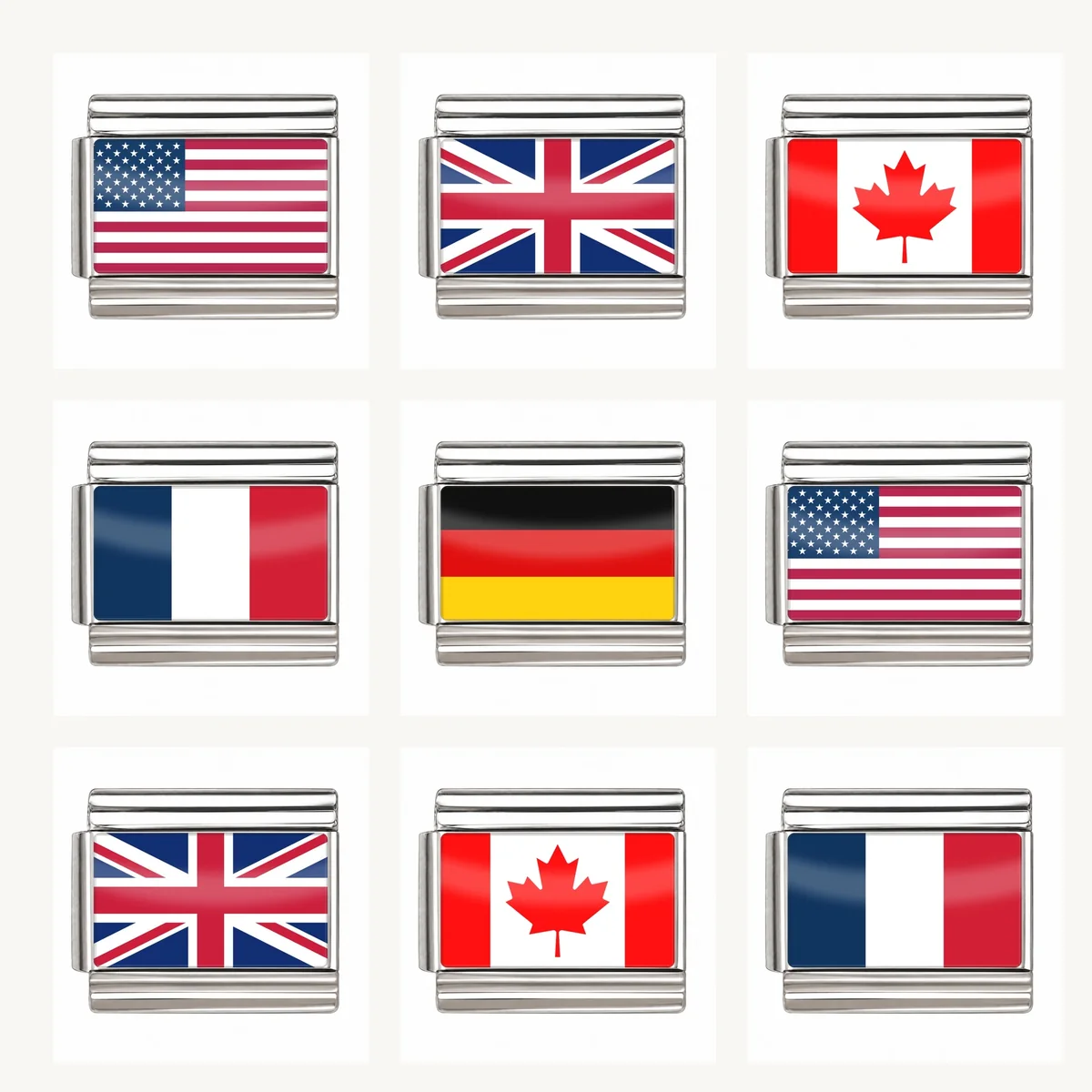 Silver Flag Charms for Italian Charm Bracelet